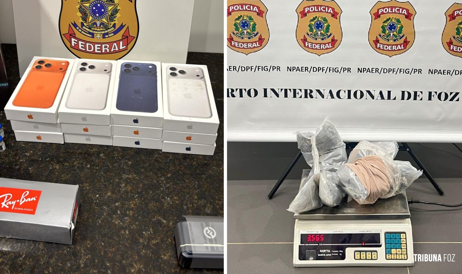 Polícia Federal prende dois passageiros no Aeroporto de Foz do Iguaçu por tráfico internacional de drogas e descaminho Polícia Federal prende dois passageiros no Aeroporto de Foz do Iguaçu por tráfico internacional de drogas e descaminho