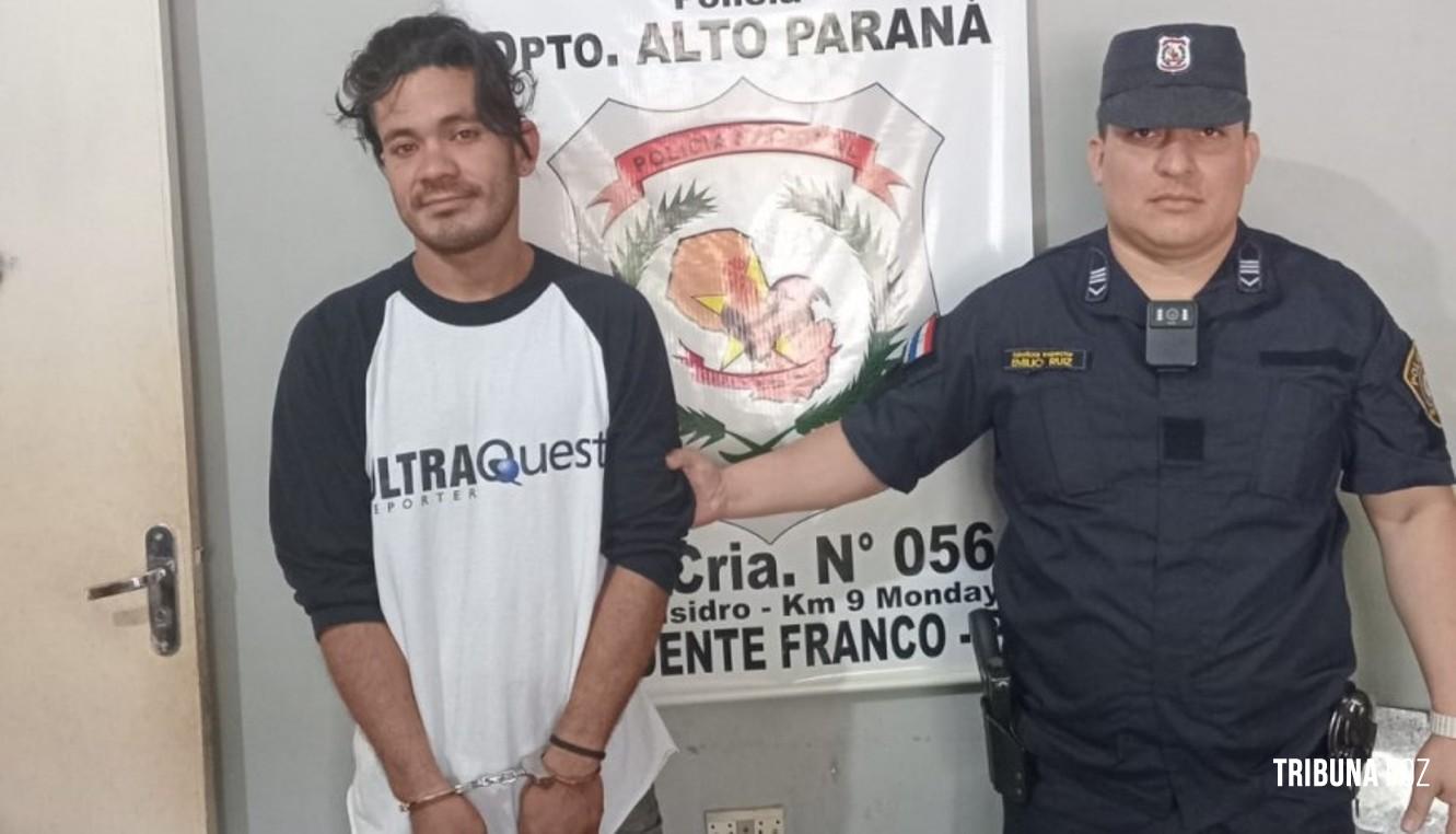 Policia Nacional do Paraguai prende jovem que agrediu brutalmente seu vizinho em Presidente Franco