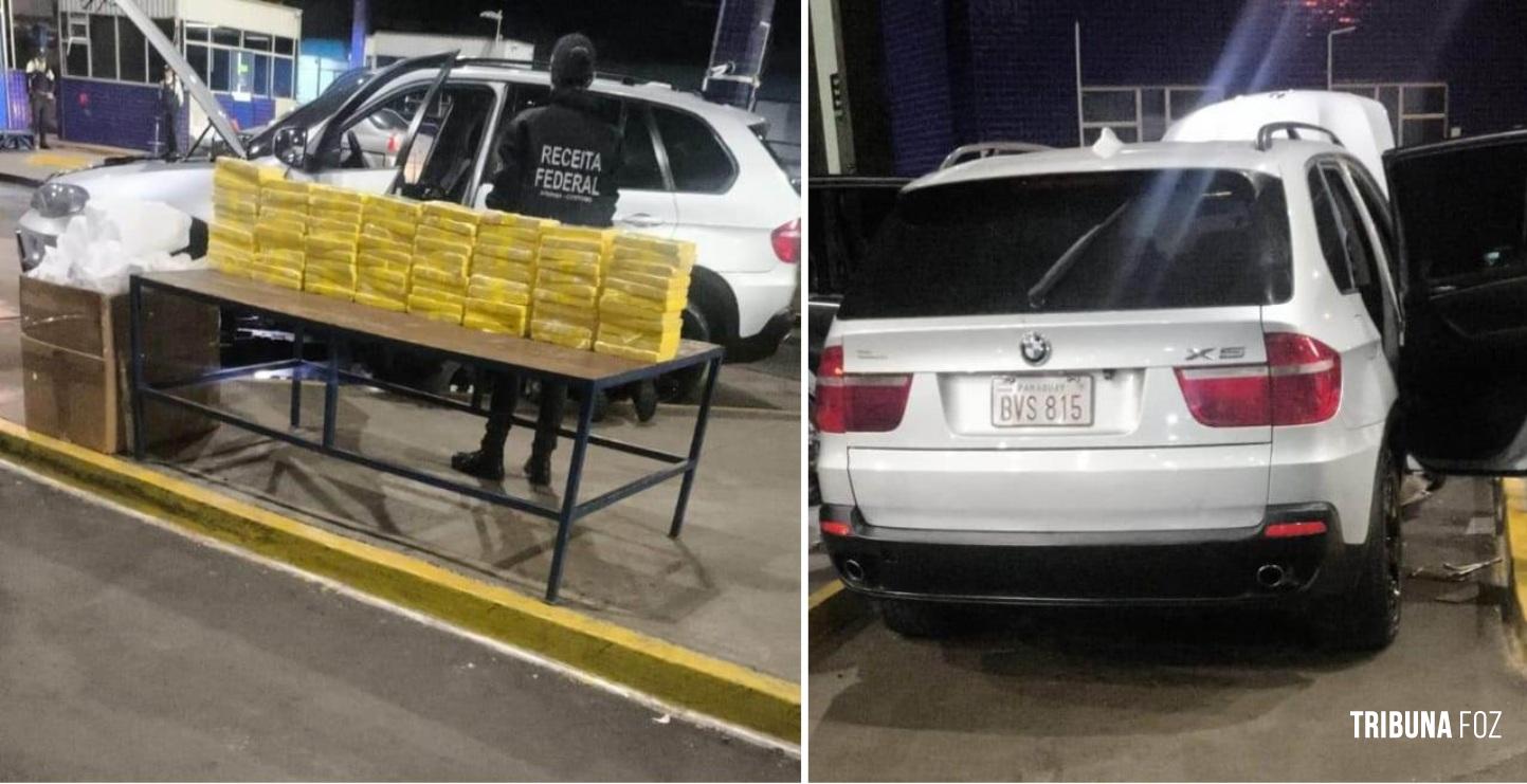 Receita Federal apreende 107,3 Kg de cocaína em veículo de luxo na Ponte da Amizade Receita Federal apreende 107,3 Kg de cocaína em veículo de luxo na Ponte da Amizade