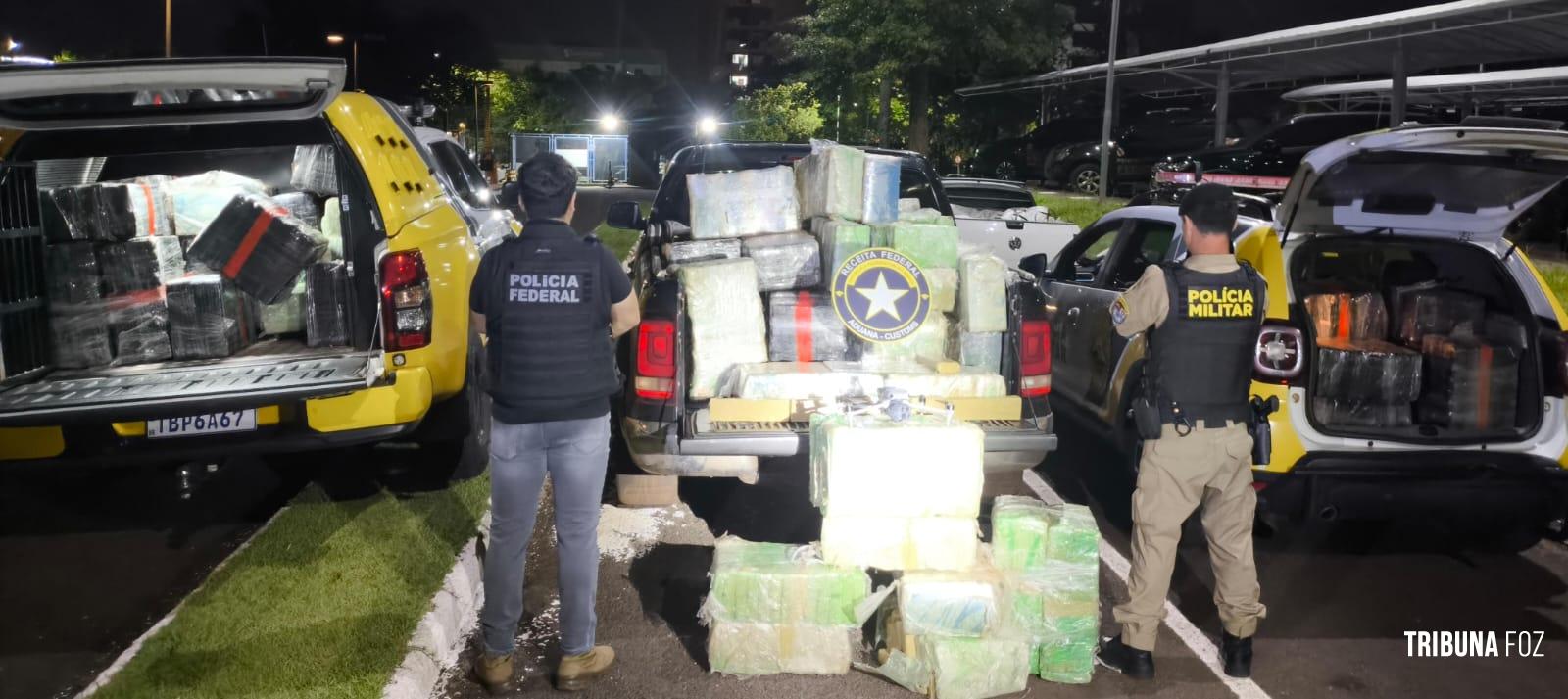 Ação integrada da PF, RF e PM resulta na apreensão de 1,5 tonelada de maconha em Foz do Iguaçu