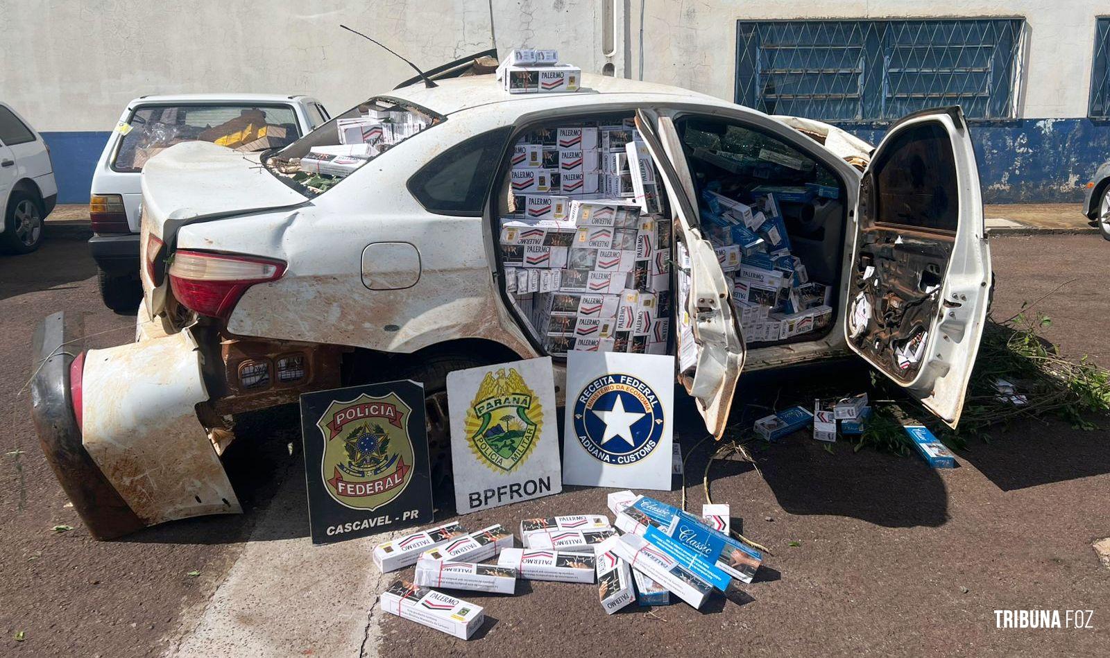 BPFRON, PF e RF apreendem 2 mil pacotes de cigarros contrabandeados em Vera Cruz do Oeste