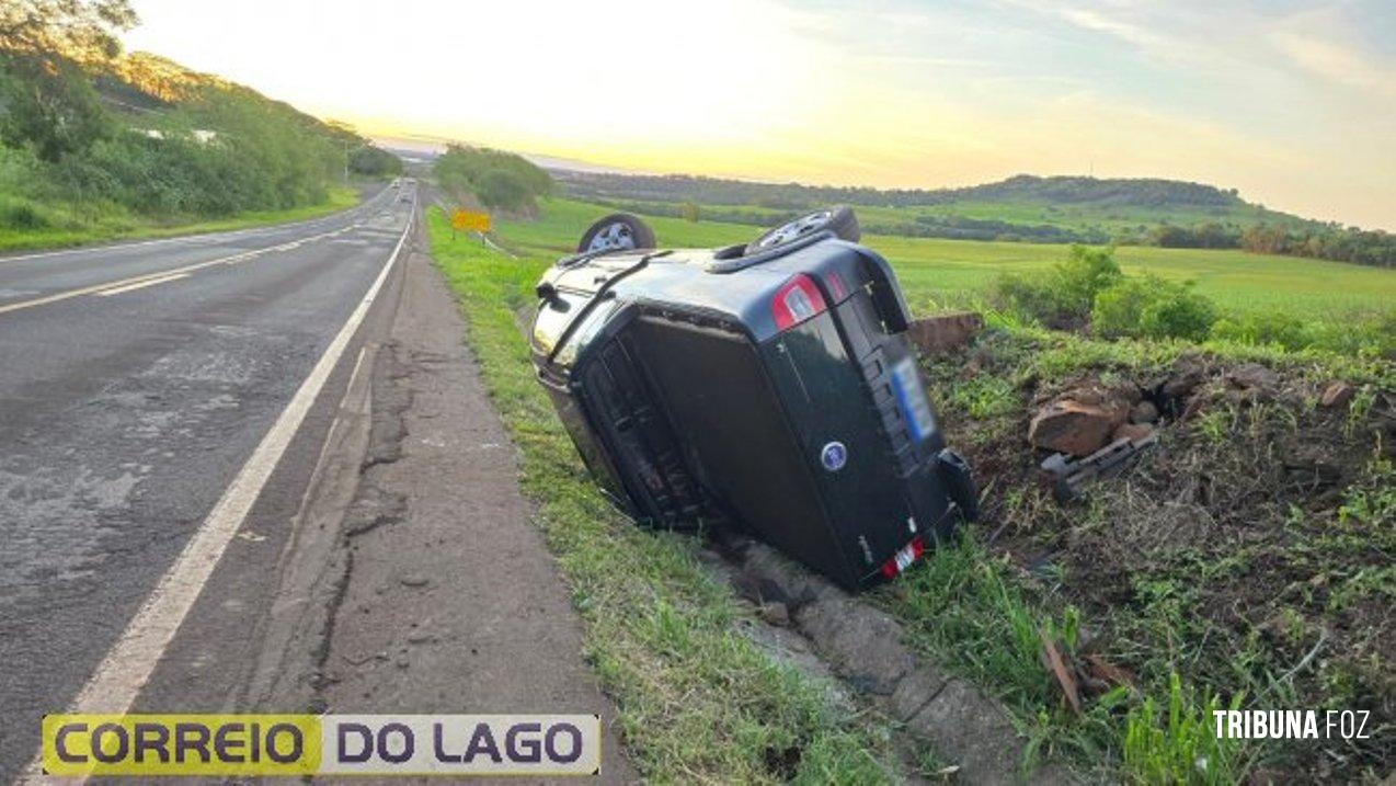 Caminhoneta tomba próximo à pedreira, entre os distritos de Sub-Sede e São Clemente em Santa Helena
