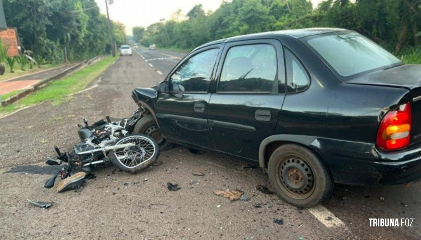 Colisão entre veiculo e motocicleta mobiliza SAMU em Santa Helena