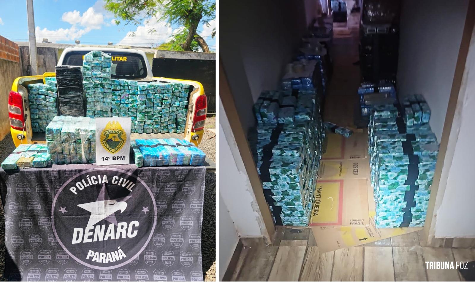 DENARC e PM apreendem 582 Kg de maconha, carregador de pistola e munições em Foz do Iguaçu