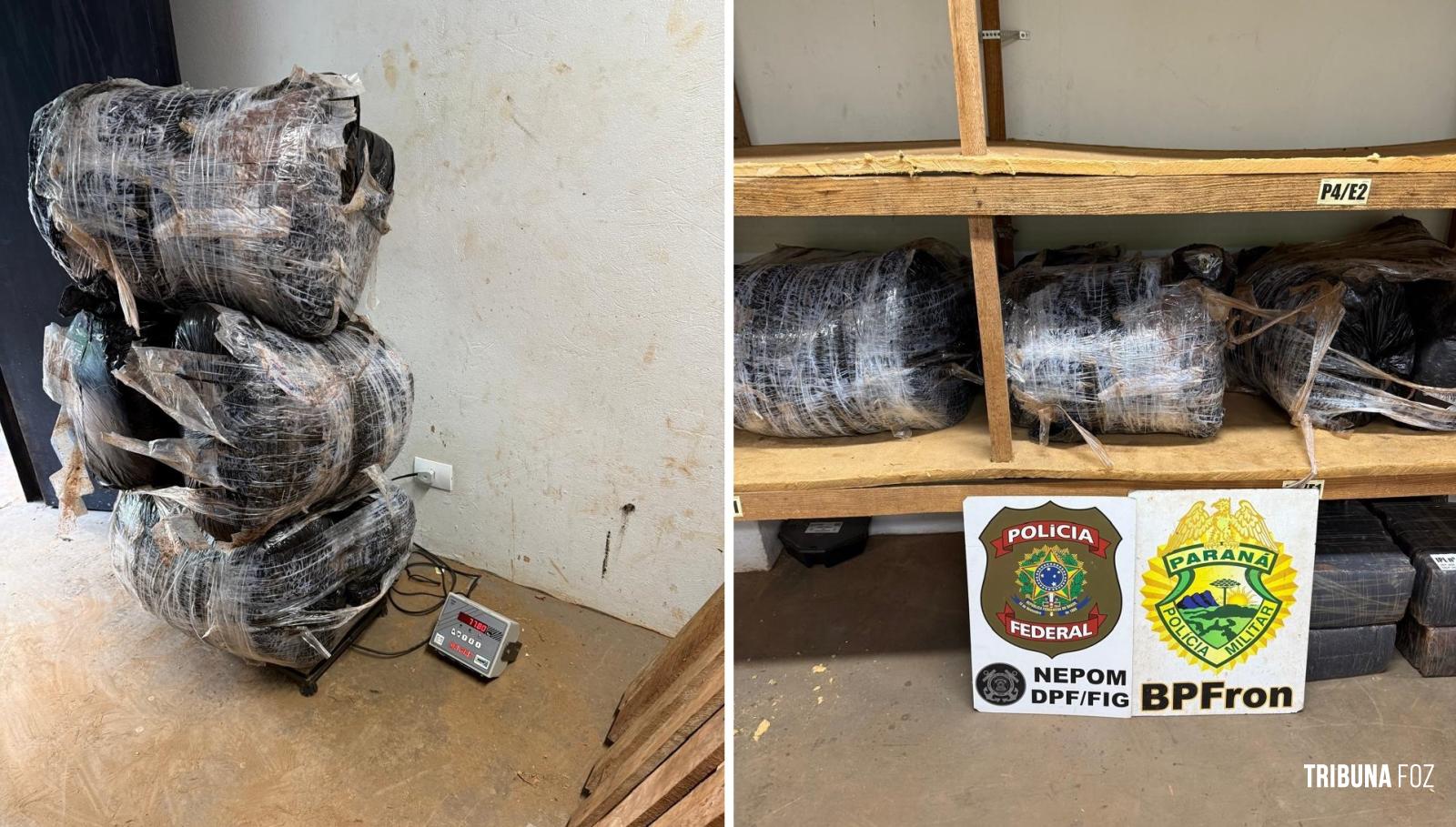 PF e PM apreendem 77,8 Kg de maconha às margens do Rio Paraná na "favela do Monsenhor"