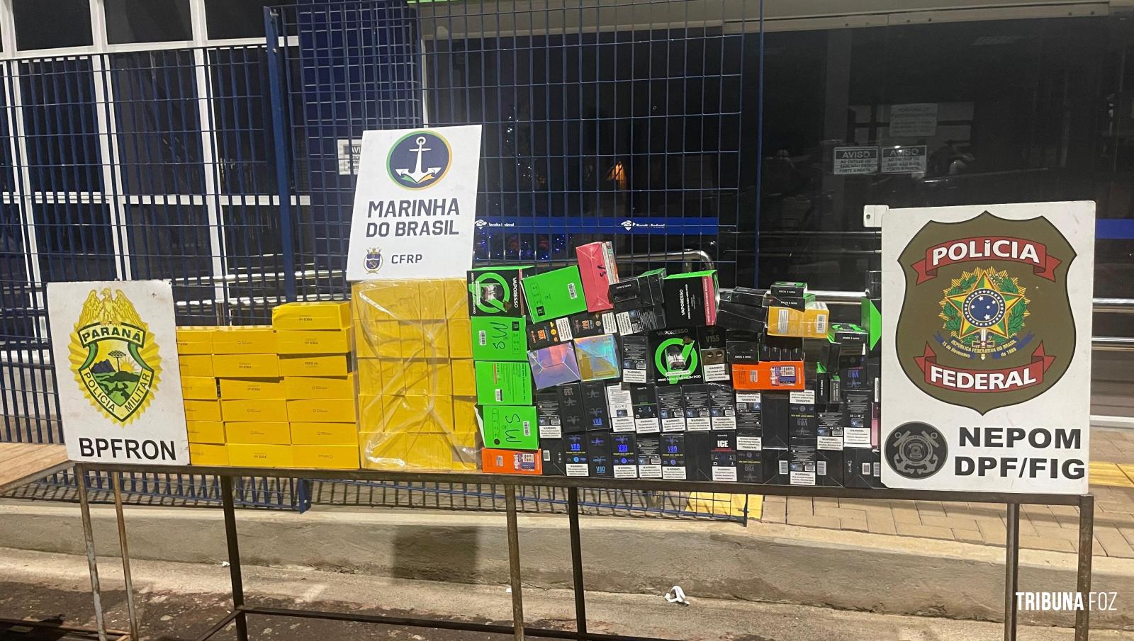 PF e PM apreendem eletrônicos e vapers na região do Marco das Três Fronteiras em Foz do Iguaçu