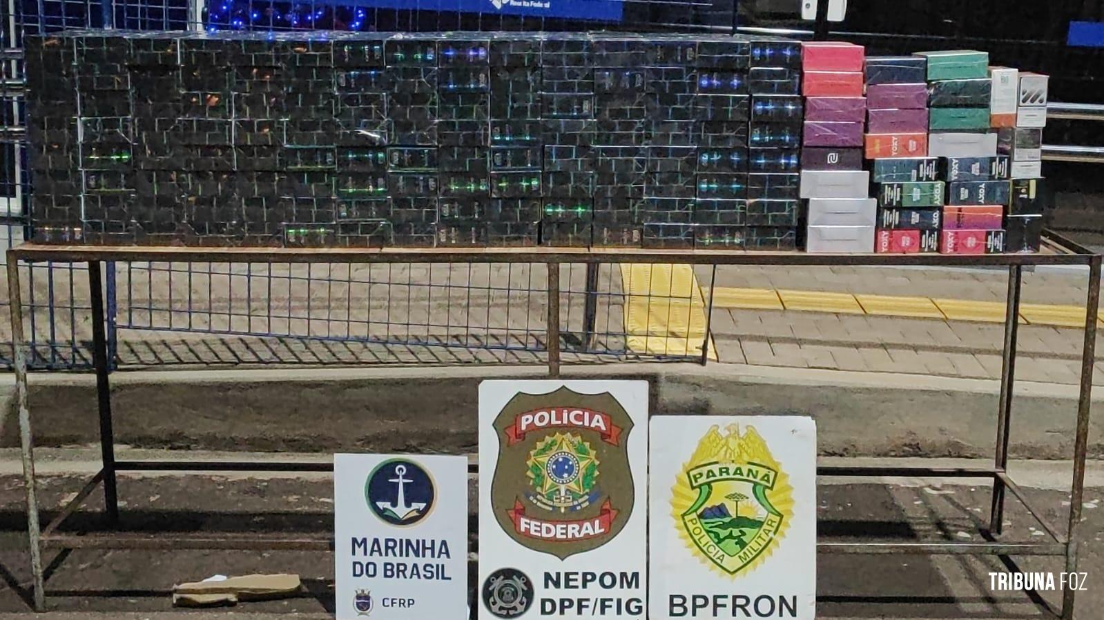 PF e PM apreendem mil cigarros eletrônicos e veículo paraguaio em Foz do Iguaçu