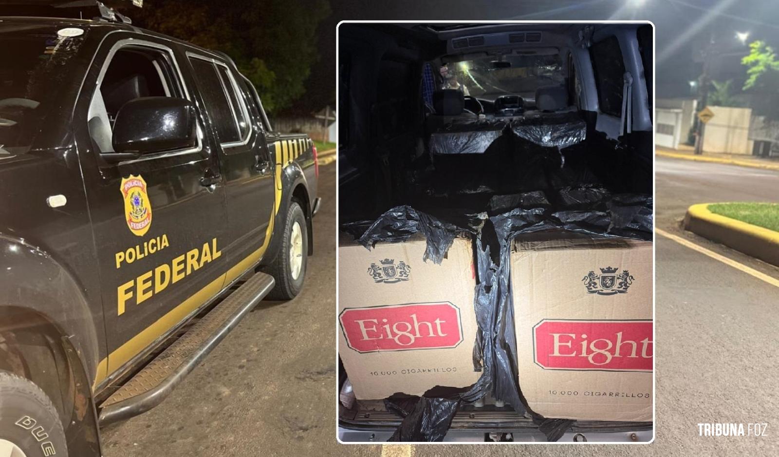 Polícia Federal e Polícia Militar apreendem van carregada com cigarros contrabandeados