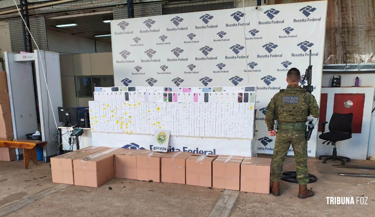 BPFRON apreende carga milionária de 2985 celulares da marca iPhone contrabandeados avaliados em R$ 17,3 milhões