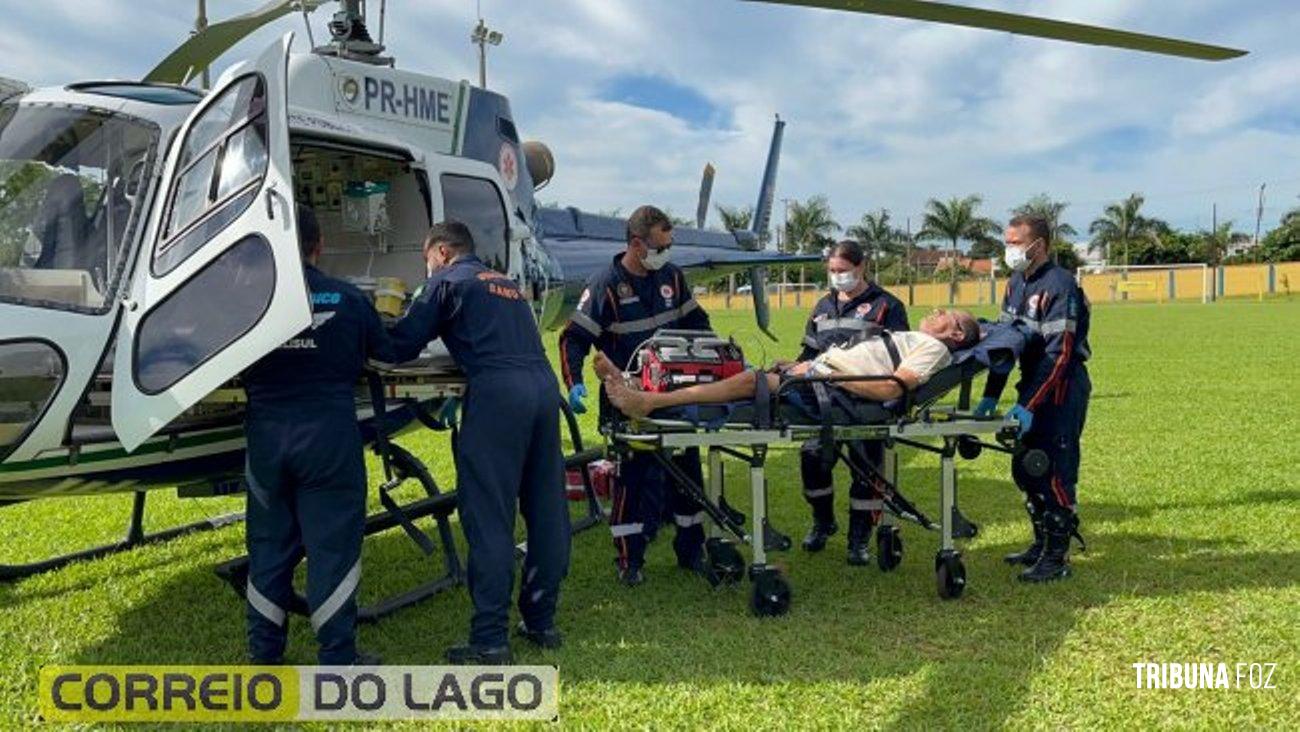 Idoso do Distrito de São Roque em Santa Helena sofre infarto e é transferido de helicóptero