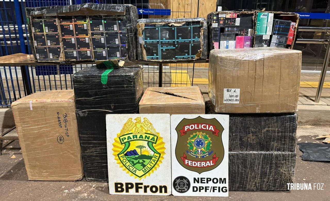 PF e PM interceptam veículo com cigarros eletrônicos na região do Rio Iguaçu