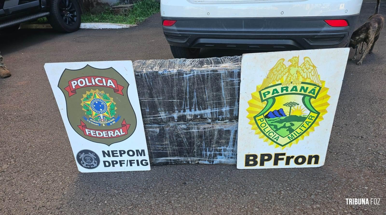 Policia Federal e Policia Militar apreendem 42,6 Kg de maconha na barranca do Rio Paraná em Foz do Iguaçu