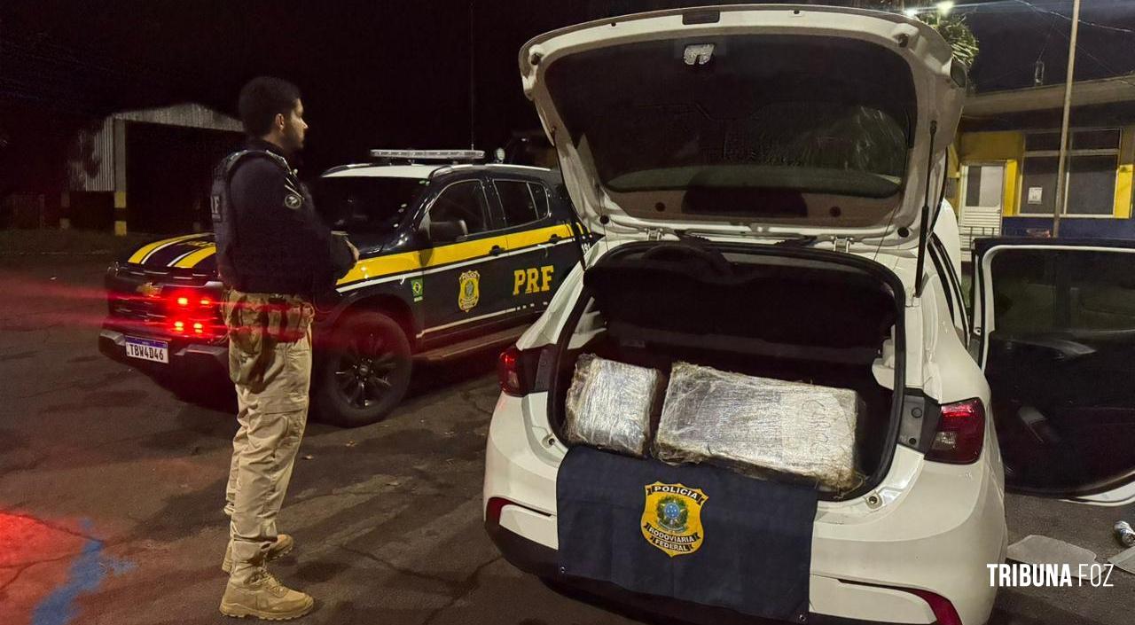 PRF prende condutor e apreende 203 quilos de maconha na BR-277 em Santa Terezinha de Itaipu