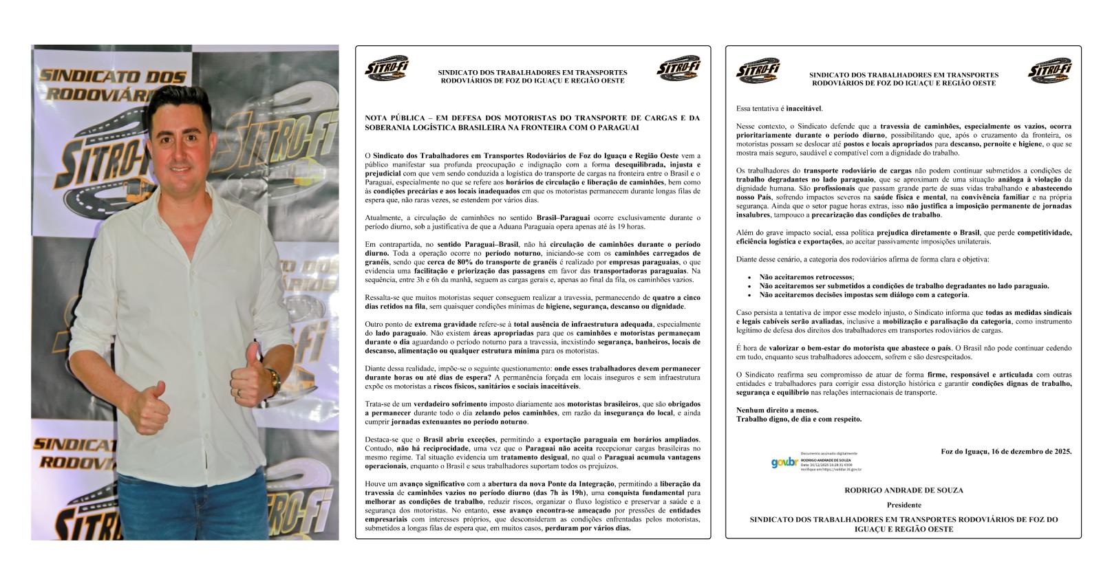 Sindicato denuncia desigualdade logística na fronteira e cobra respeito aos motoristas de cargas