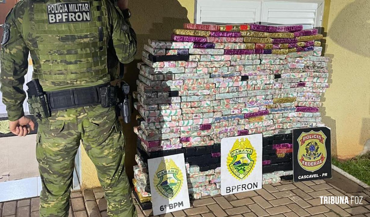 BPFRON, PM e PF apreendem veículo carregado com 442,9 Kg de maconha em Santa Tereza do Oeste