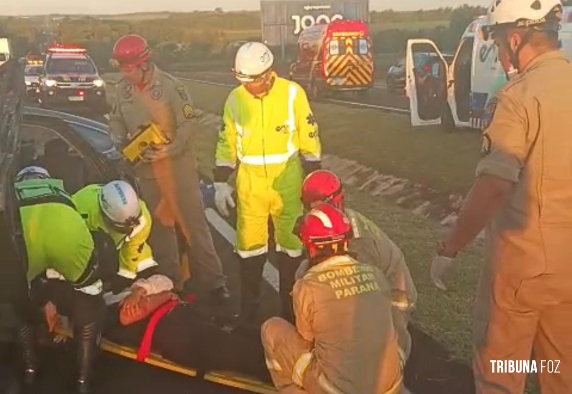 Capotamento na BR-277 deixa mulher em estado grave em São Miguel do Iguaçu