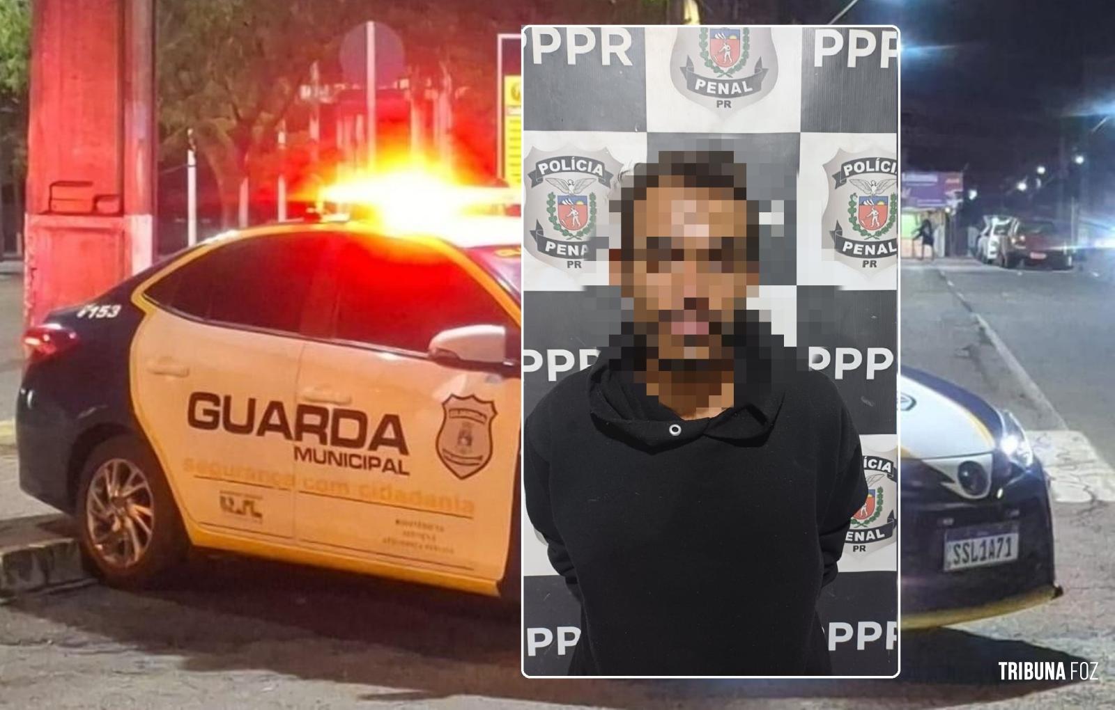 Guarda Municipal cumpre mandado de prisão no centro de Foz do Iguaçu durante a madrugada