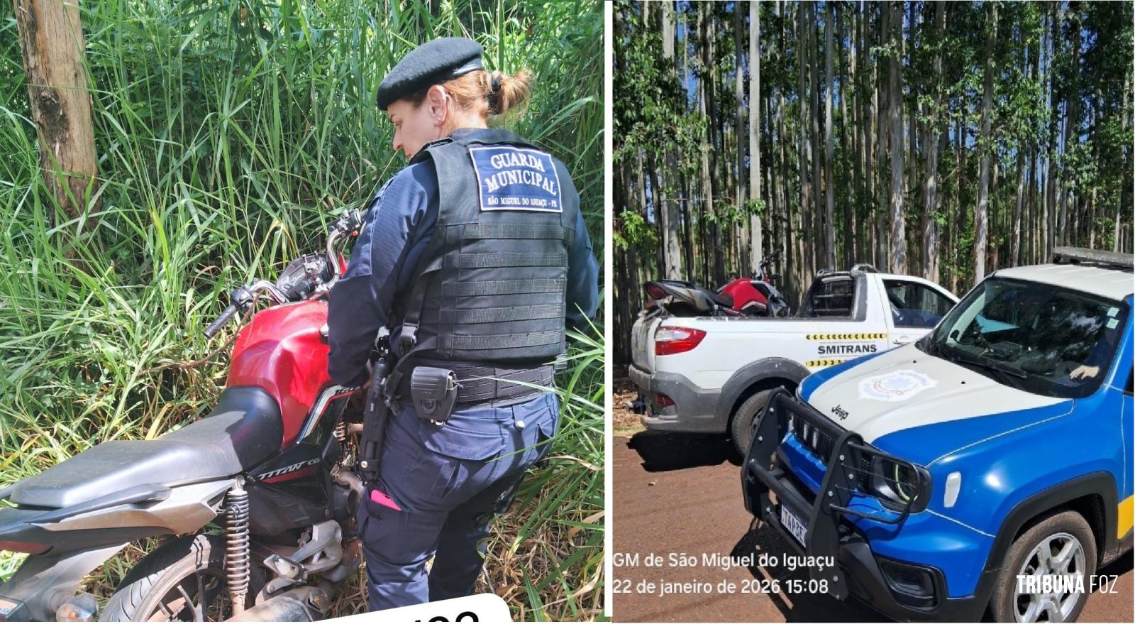 Guarda Municipal localiza motocicleta furtada com apoio de drone em área de mata em São Miguel do Iguaçu