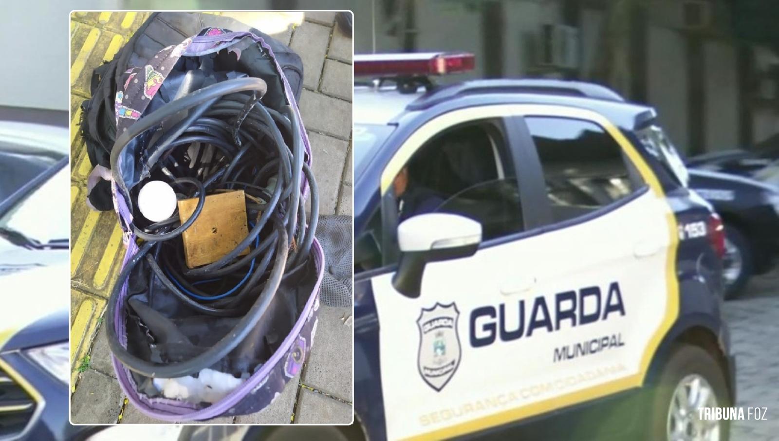 Guarda Municipal prende duas pessoas por furto de fios na Praça da Paz 
