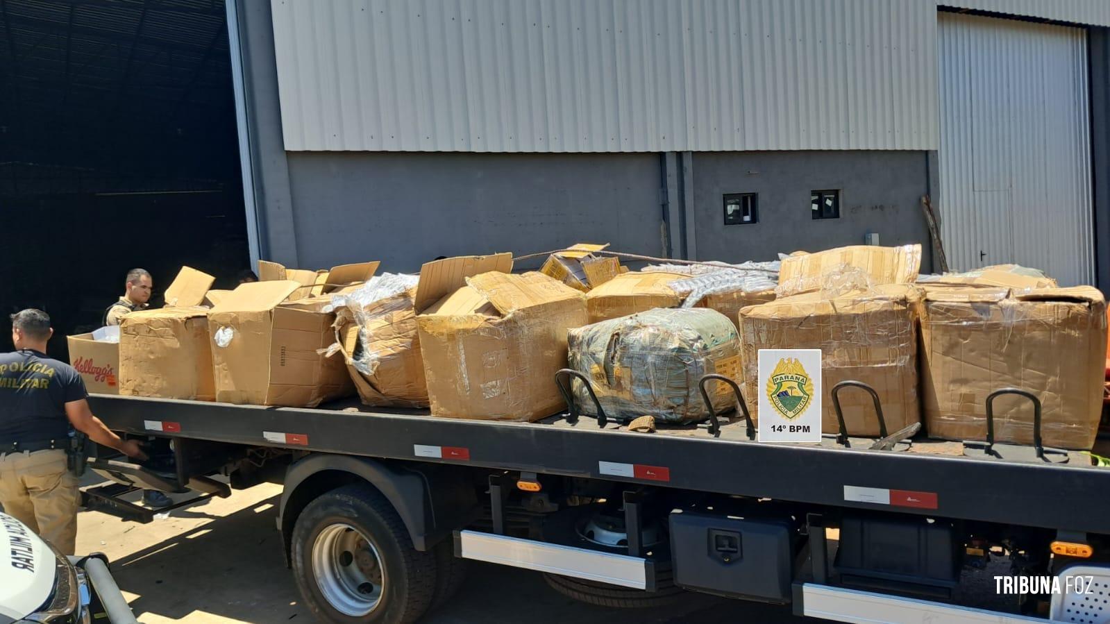 PM apreende grande quantidade de mercadorias estrangeiras irregulares em Foz do Iguaçu