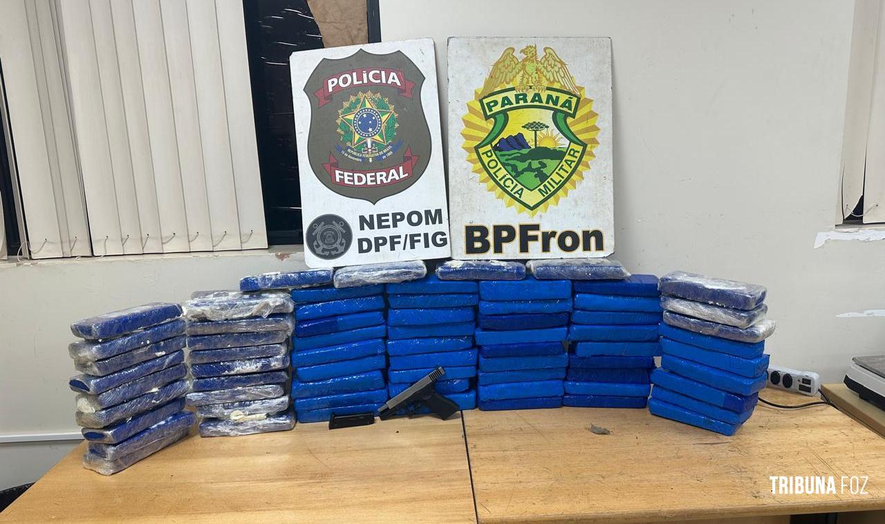 Policia Federal e PM apreendem fardo de maconha em porto clandestino as margens do Rio Paraná em Foz do Iguaçu