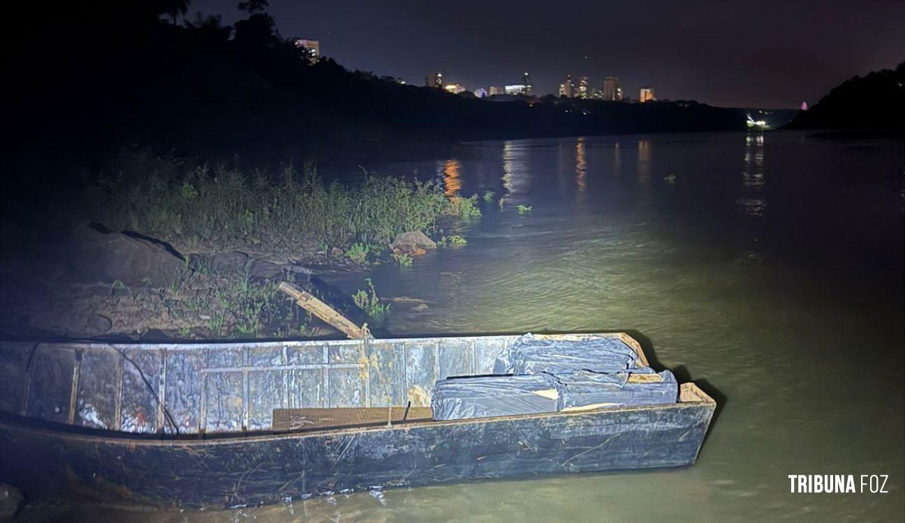 Policia Federal e Polícia Militar apreendem carga de cigarros contrabandeados no Rio Paraná