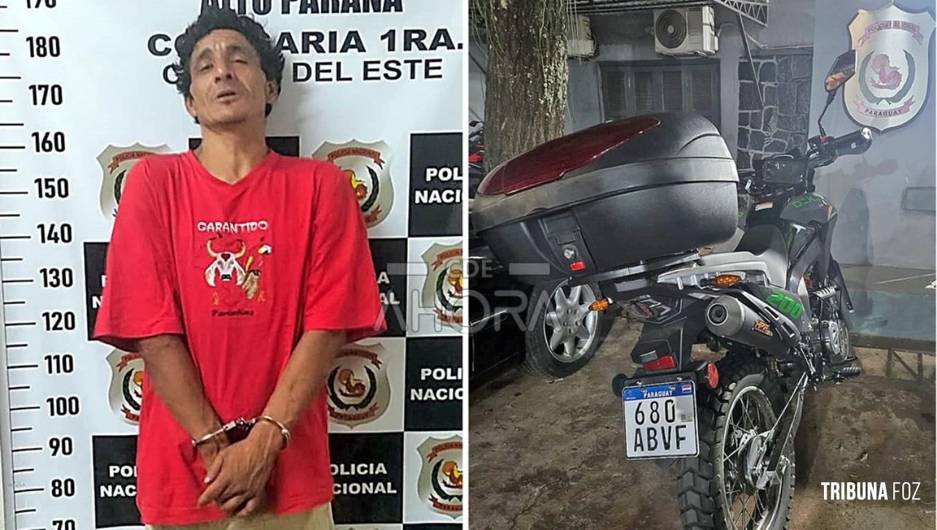 Polícia recupera motocicleta supostamente roubada e prende um homem em flagrante em Ciudad Del Este