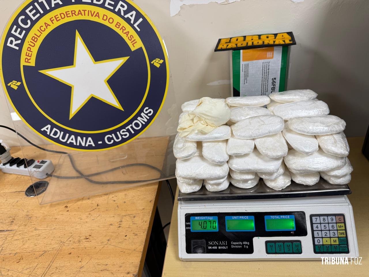 Receita Federal retém 4 Kg de cocaína na Aduana da Ponte Internacional da Amizade