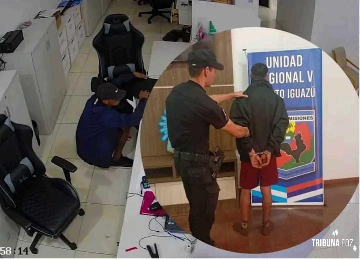 Uma rápida operação policial resultou na prisão de um suspeito de roubo no centro de Puerto Iguazu na Argentina