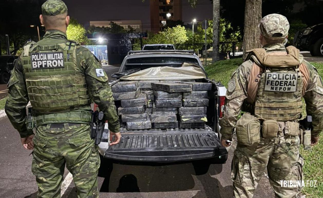 Ação conjunta entre PF e PMPR apreende 546,9 Kg de maconha em Foz do Iguaçu