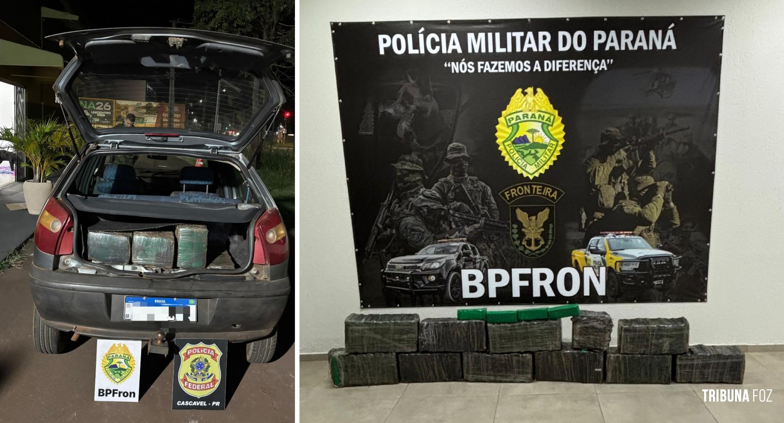 BPFRON e PF apreendem veículo carregado com 150 Kg de maconha e prendem homem em Santa Tereza do Oeste