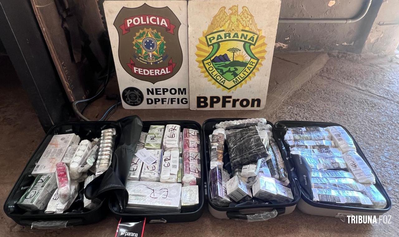 PF e PM apreendem medicamentos contrabandeados do Paraguai em Foz do Iguaçu