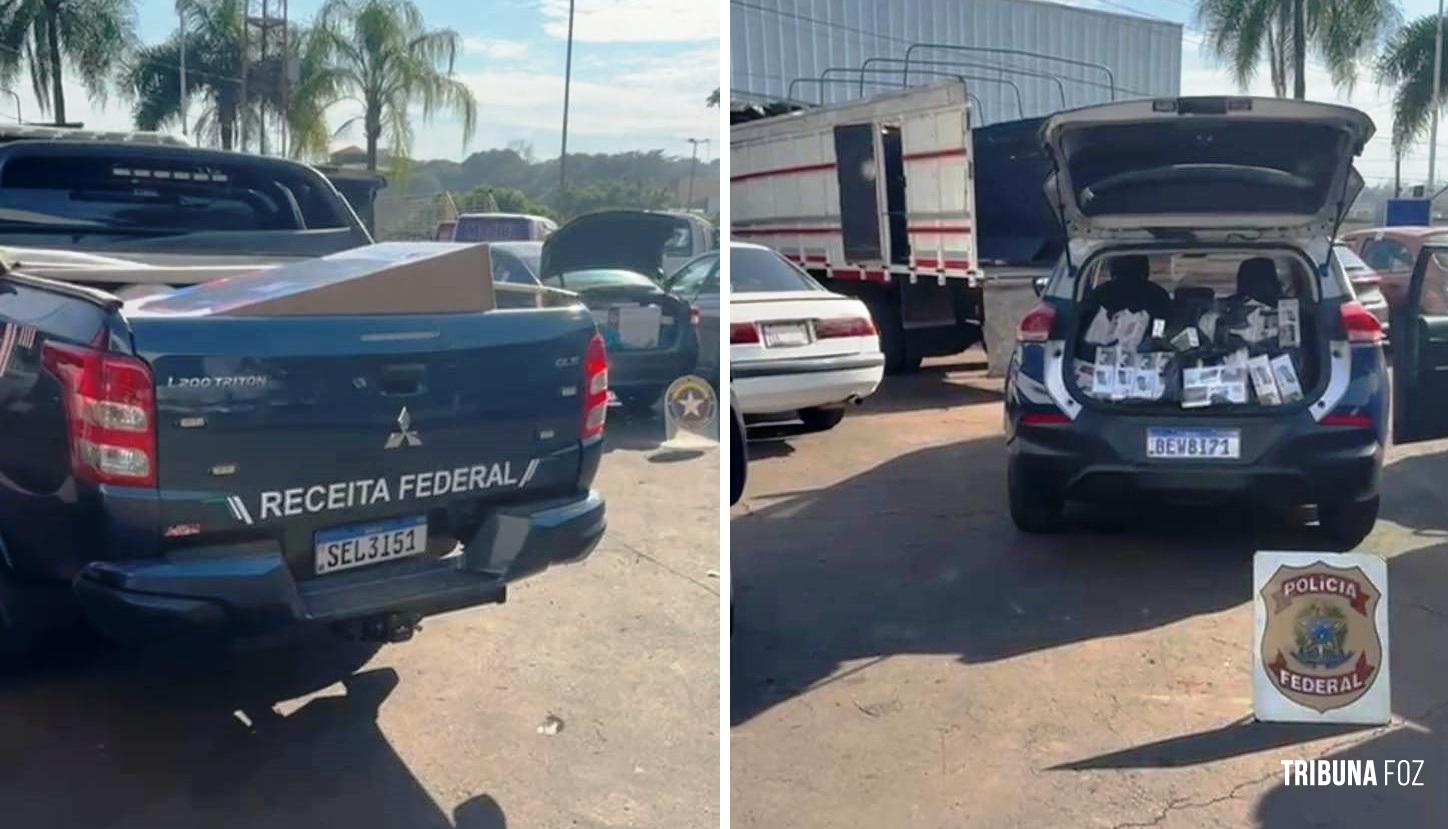 PF e Receita Federal apreendem veículos com eletrônicos na Vila Portes 