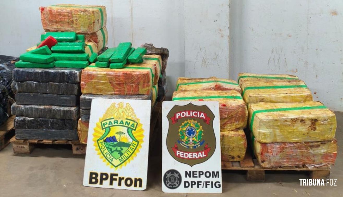 Polícia Federal e PMPR interceptam embarcação com 677,1 Kg de droga em Santa Helena
