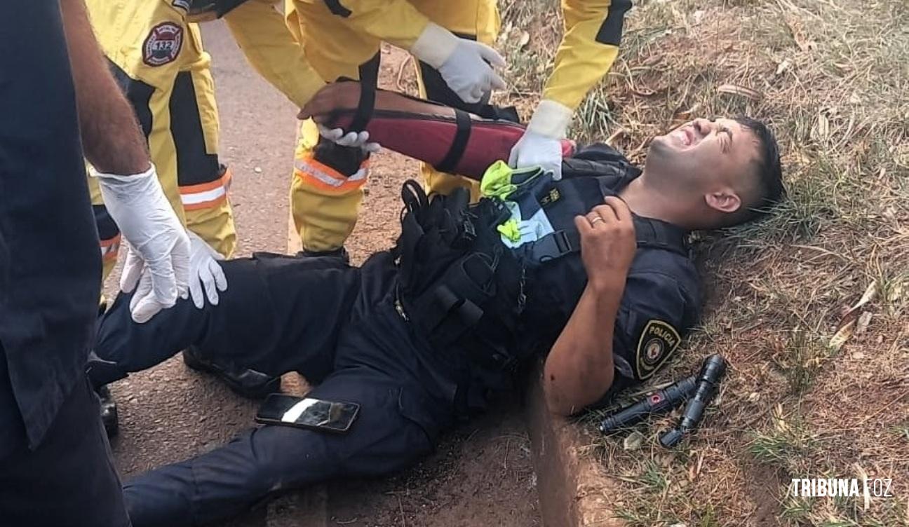 Policial fica ferido em colisão de motocicleta com veículo em Ciudad del Este
