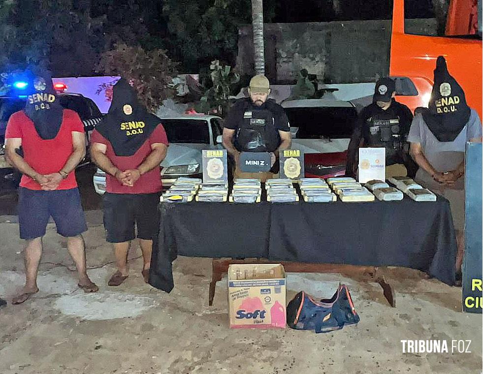 Secretaria Nacional Antidrogas do Paraguai prende três traficantes com drogas em Minga Guazu