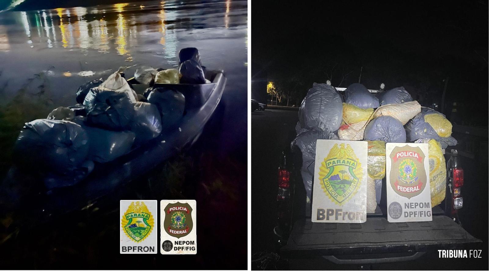 BPFRON e PF apreendem 291,9 Kg de maconha tipo capulho às margens do Rio Paraná em Foz do Iguaçu