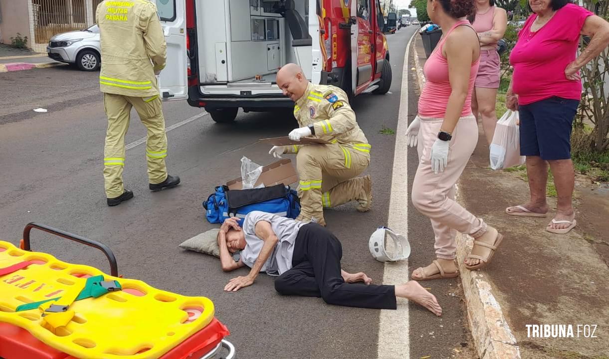 Idosa é atropelado por moto na Av. Morenitas em Foz do Iguaçu