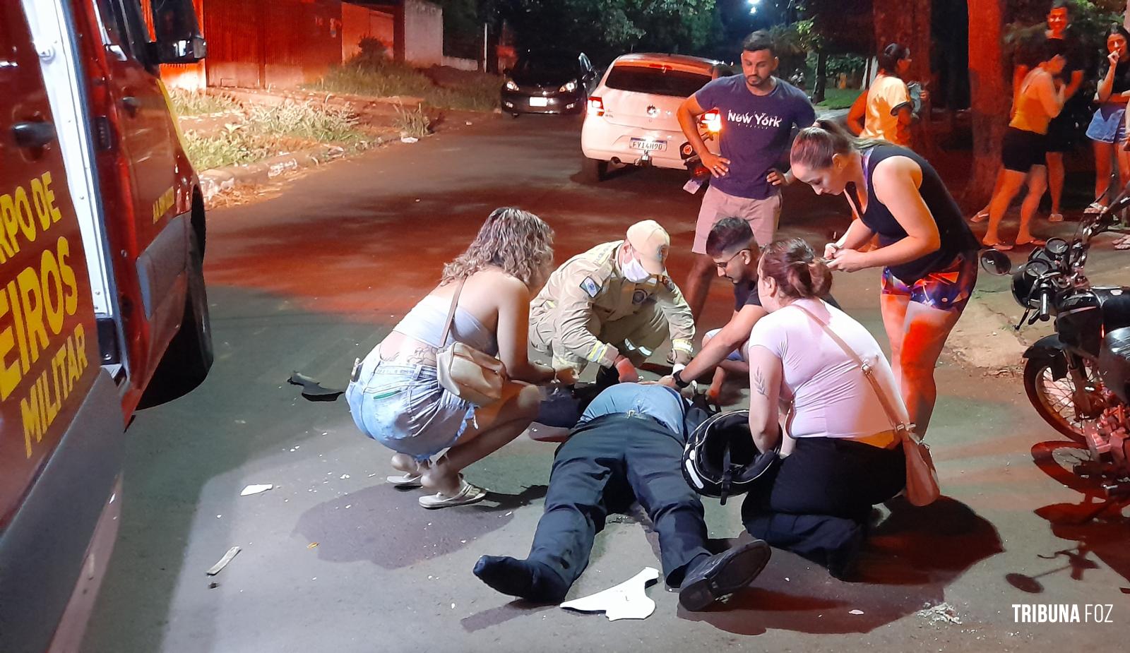 Motociclista fica ferido após colisão no Parque Ouro Verde em Foz do Iguaçu