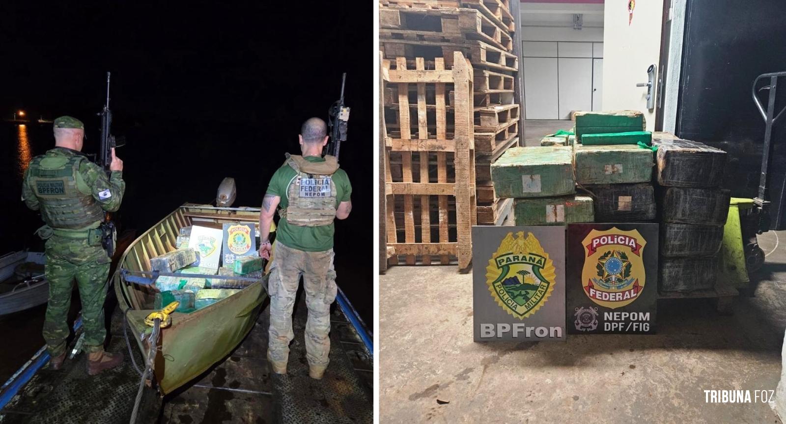 PF e PMPR apreendem 396 Kg de maconha em embarcação no lago de Itaipu