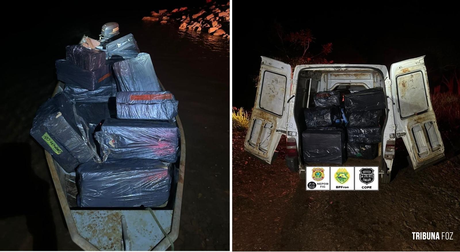 PF, PC e PM apreendem embarcação, veículo e cigarros contrabandeados em Itaipulândia
