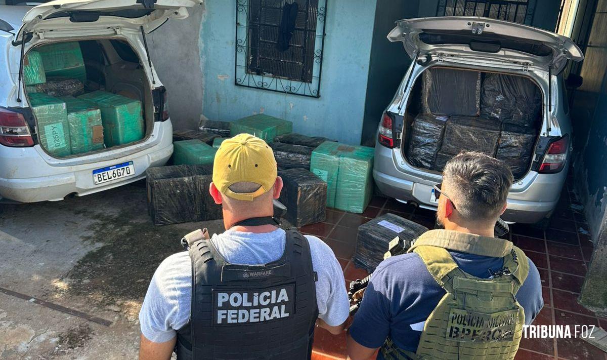 PF, PM e RF apreende veículos e carga milionária de eletrônicos e medicamentos no Bairro Porto Meira em Foz do Iguaçu