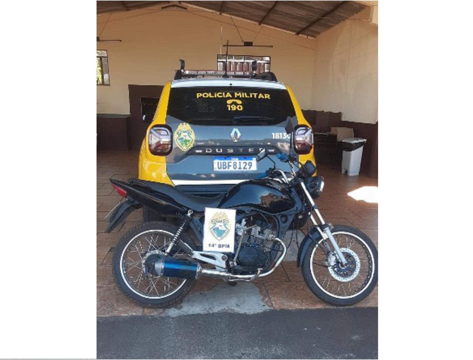 PM apreende motocicleta irregular durante fiscalização em São Miguel do Iguaçu