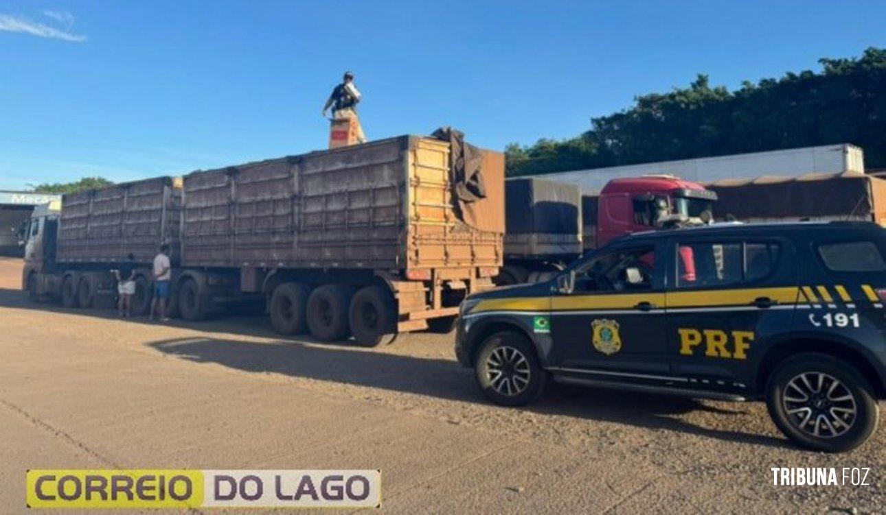 PRF apreende bitrem carregado com 150 mil maços de cigarros contrabandeados em Marechal Cândido Rondon