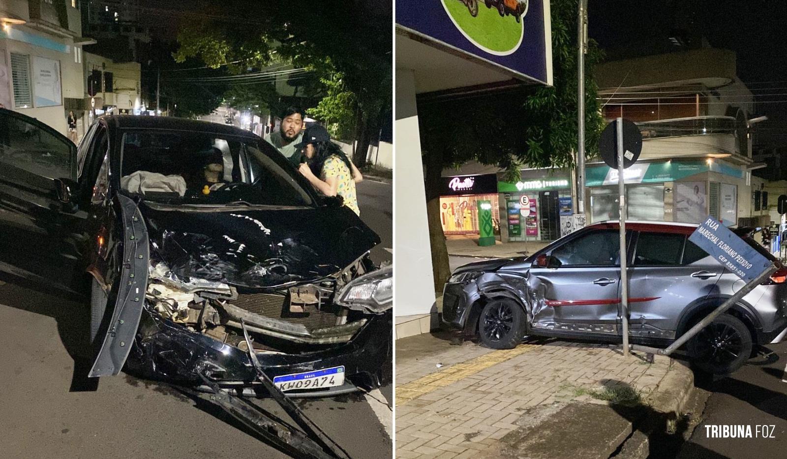 Siate socorre condutora após colisão no centro de Foz do Iguaçu