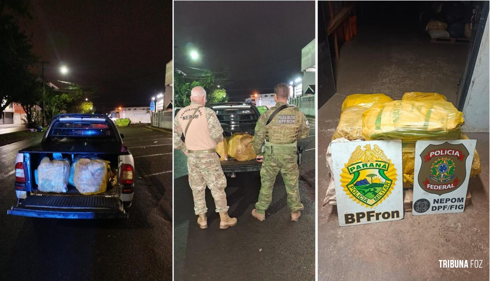 Ação conjunta entre PF e PM resulta na apreensão de 205 Kg de maconha tipo capulho e prisão de dois indivíduos