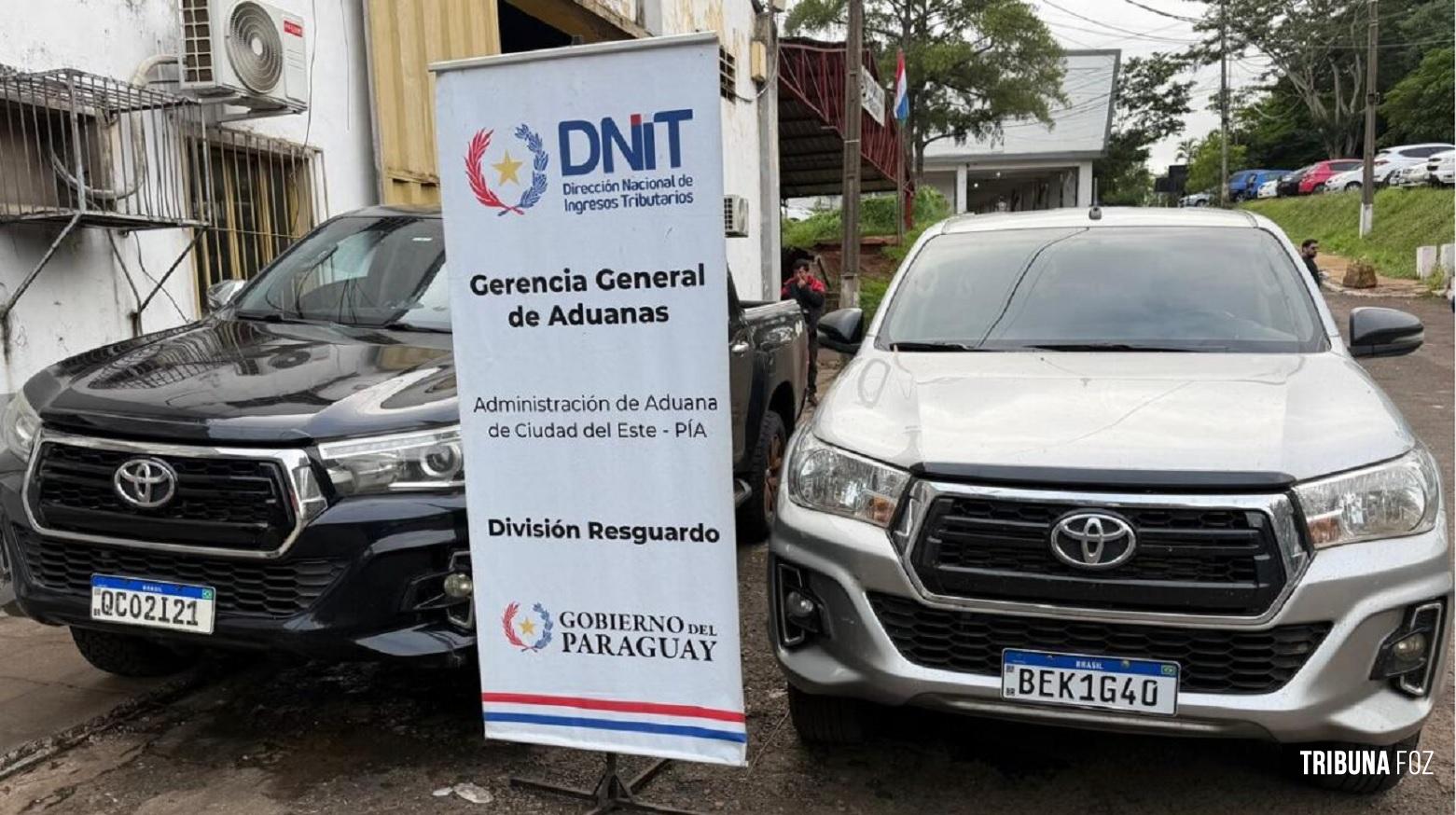 Agentes da DNIT apreendem duas caminhonetes roubadas no Brasil que entravam no Paraguai