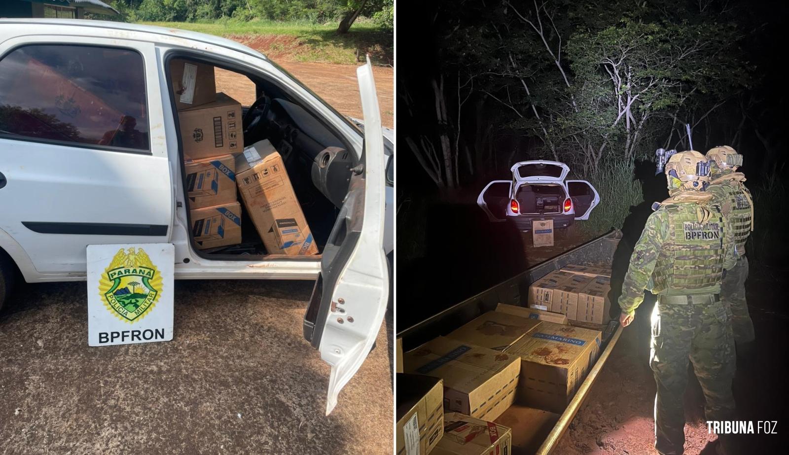 BPFRON apreende embarcação, veículo e carga de cigarros em Santa Helena