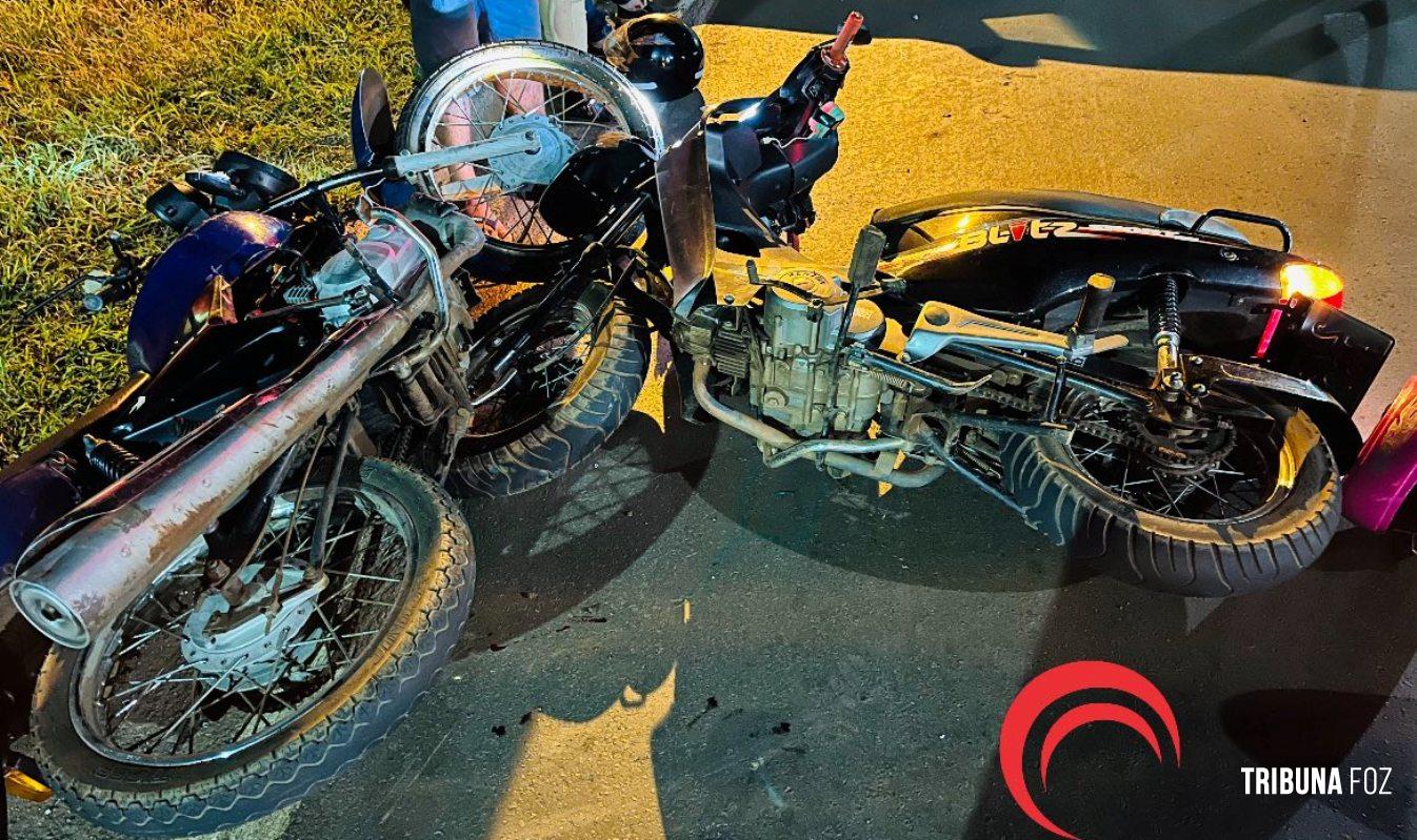 Colisão frontal entre motocicletas deixa três feridos no viaduto de Três Lagoas