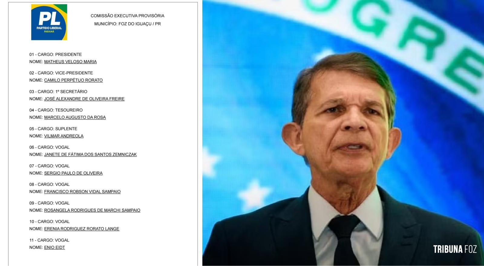 General Silva e Luna é rebaixado na nova Comissão Executiva Provisória do PL de Foz do Iguaçu